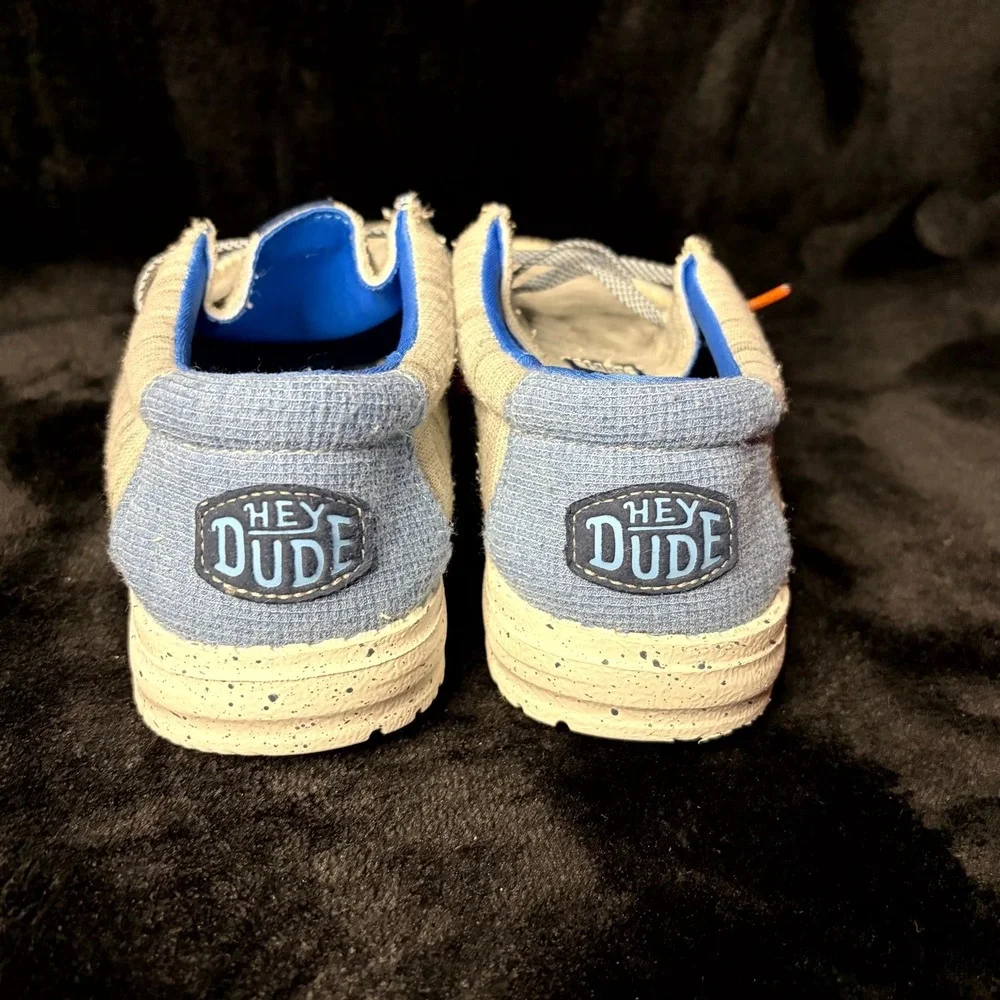 Hey Dude Wally Jersey 40217-007 Youth US J3 Casual Shoes Light Gray Sneakers